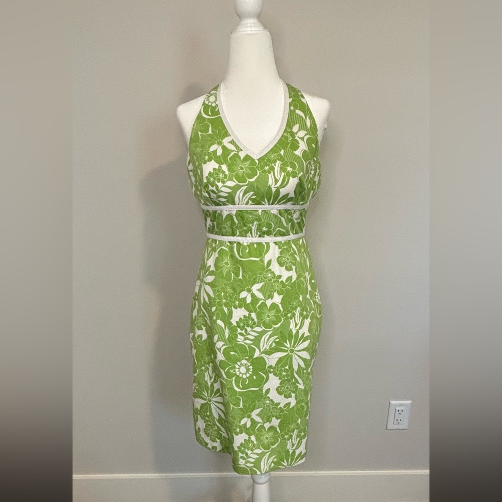 Green Floral Janeville Halter Dress